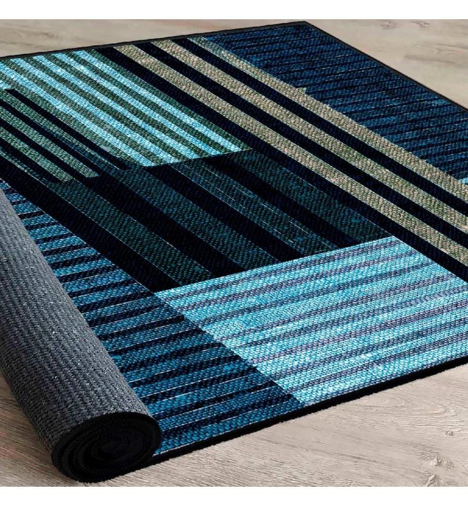 Tappeto, Bianco, Giallo, Blu, Blu marino, 100% cotone, 60 x 100 cm