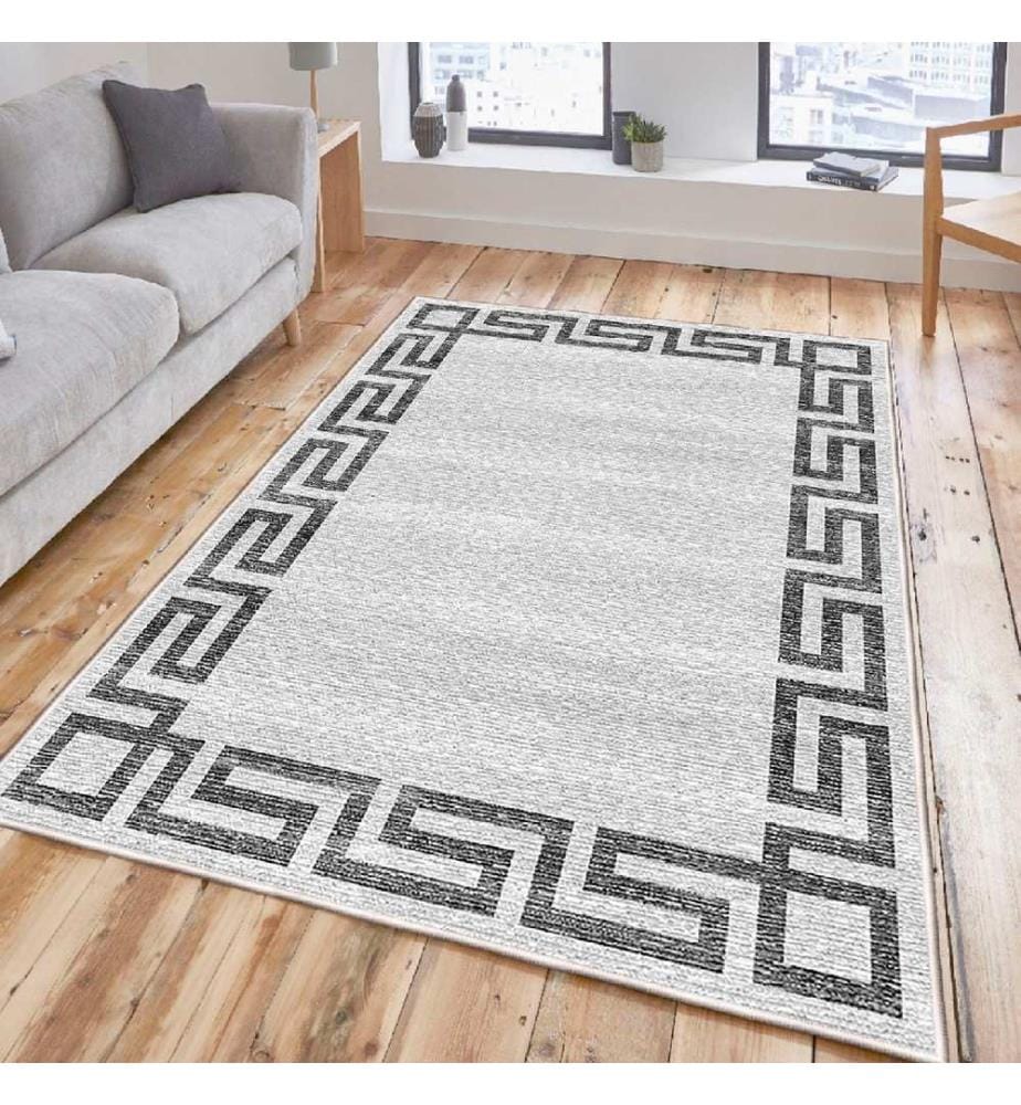 Tappeto, Crema, Grigio, Nero, 100% cotone, 60 x 100 cm