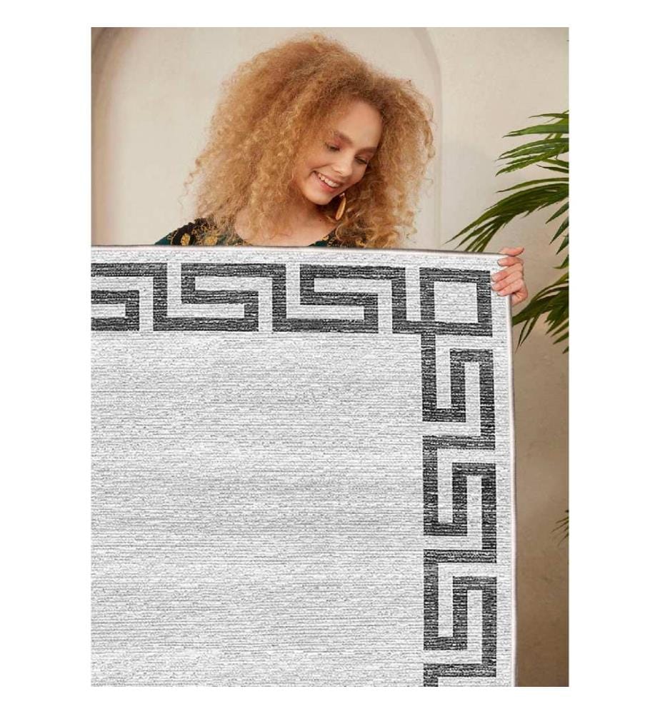 Tappeto, Crema, Grigio, Nero, 100% cotone, 60 x 100 cm