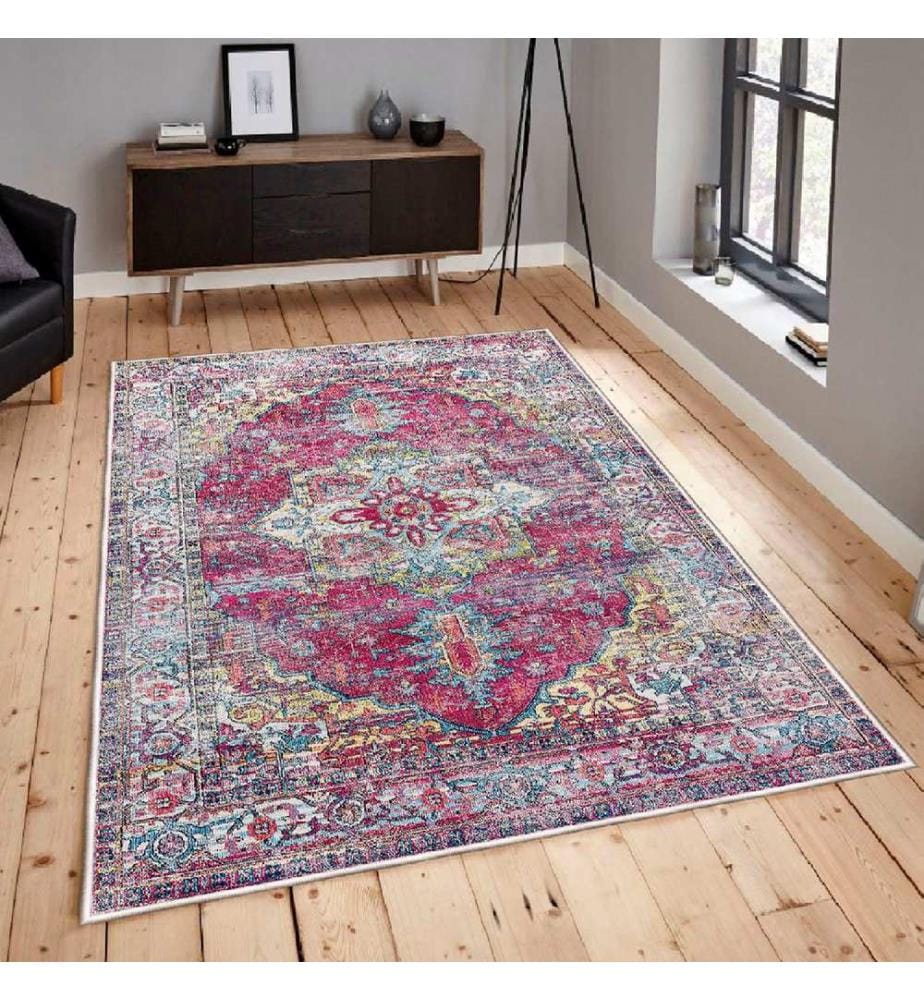 Tappeto, Bianco, Rosso, Verde, Blu, 100% Cotone, 80 x 50 cm