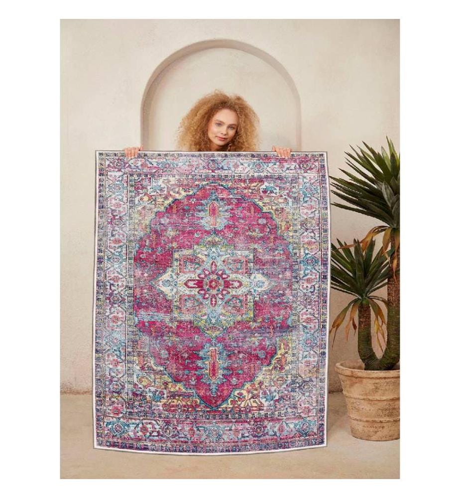 Tappeto, Bianco, Rosso, Verde, Blu, 100% Cotone, 80 x 50 cm