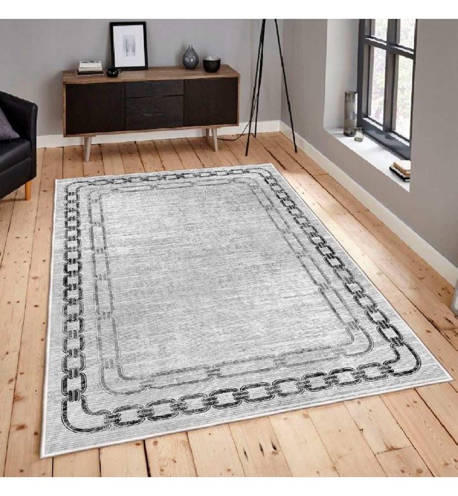 Teppich, Creme, Grau, Schwarz, 100% Baumwolle, 60 x 100 cm