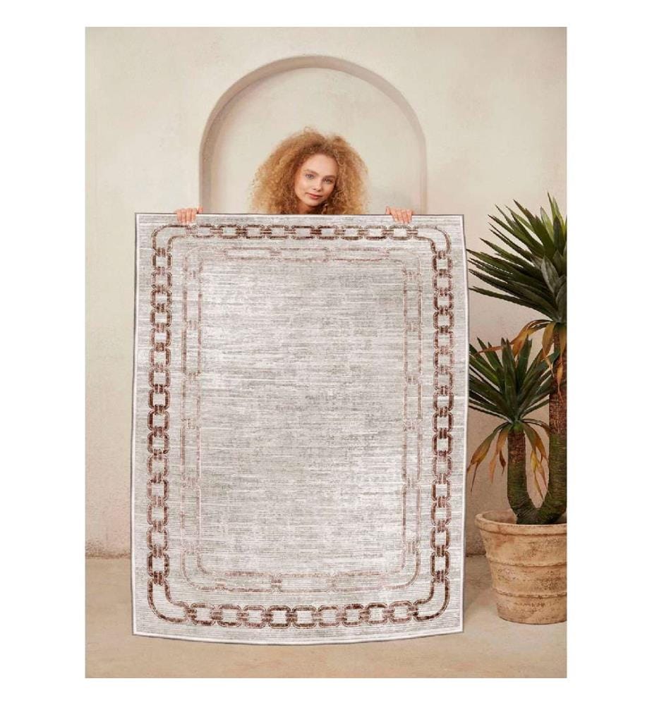 Tappeto, Crema, Beige, Marrone, 100% cotone, 60 x 100 cm