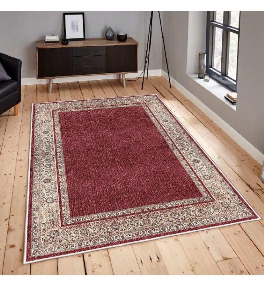 Teppich, Kachel Rot, Creme, Beige, 100% Baumwolle, 80 x 50 cm