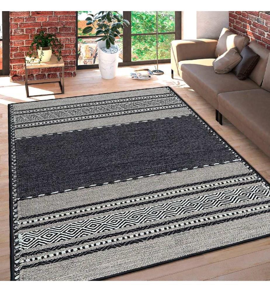 Tappeto, Bianco, Grigio, Nero, 100% cotone, 80 x 50 cm