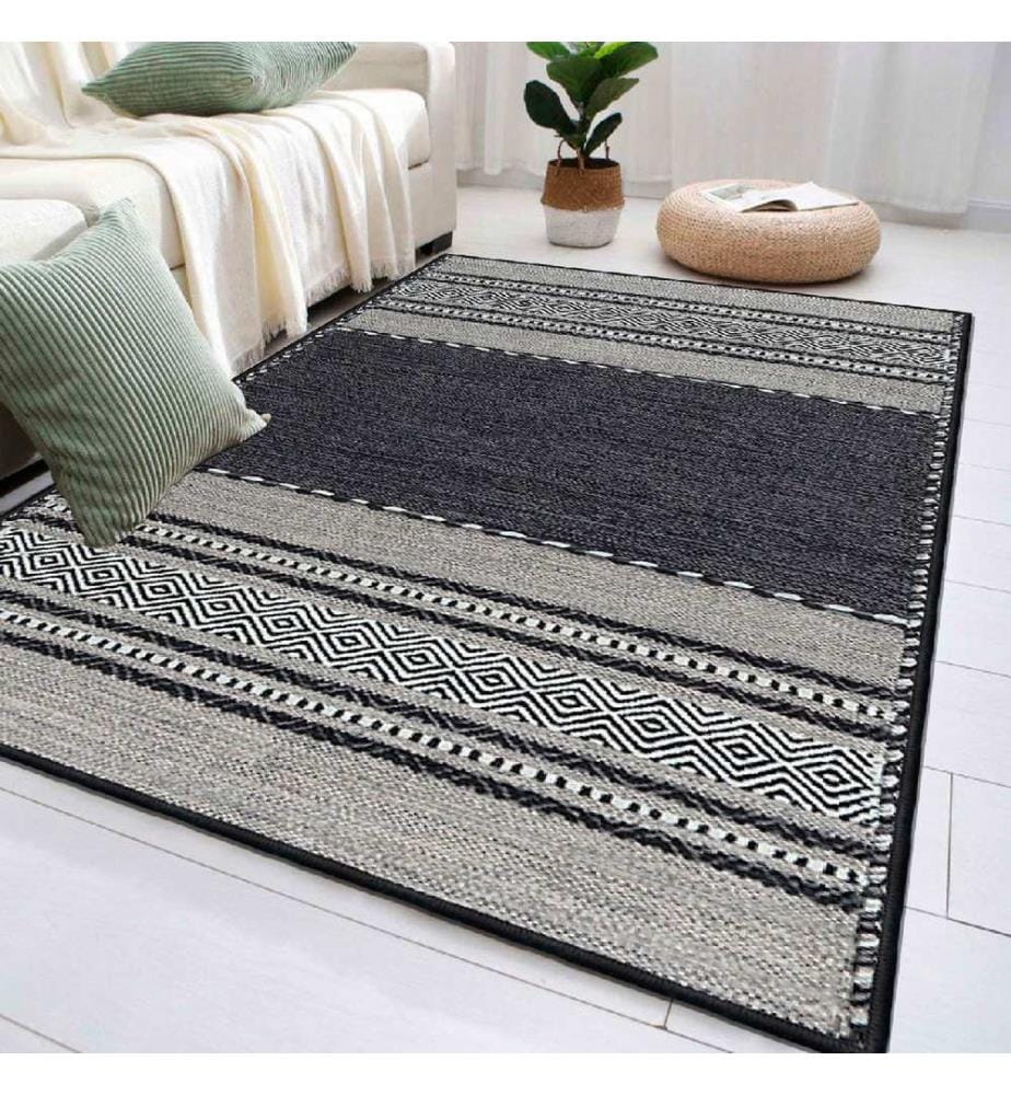 Tappeto, Bianco, Grigio, Nero, 100% cotone, 80 x 50 cm