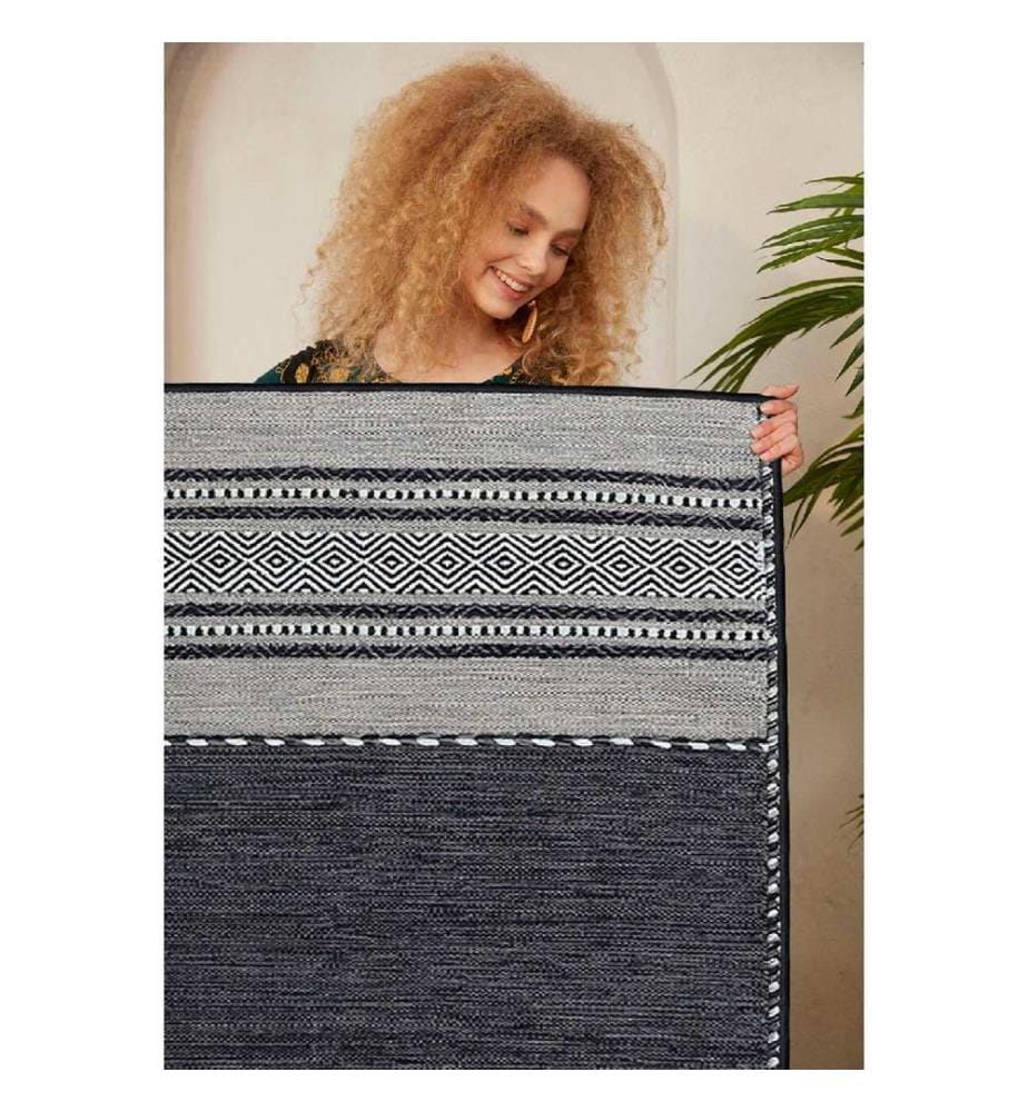 Tappeto, Bianco, Grigio, Nero, 100% cotone, 80 x 50 cm