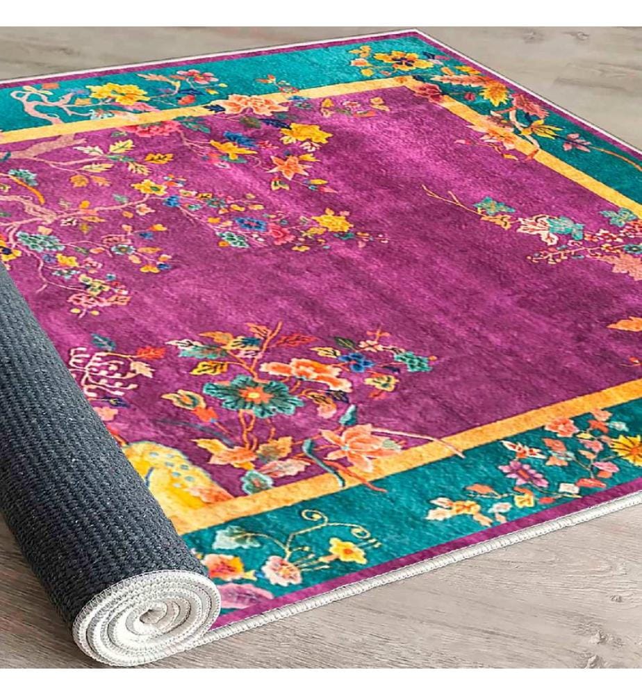 Tappeto, Fucsia, Giallo, Verde, Arancione, 100% Cotone, 80 x 50 cm