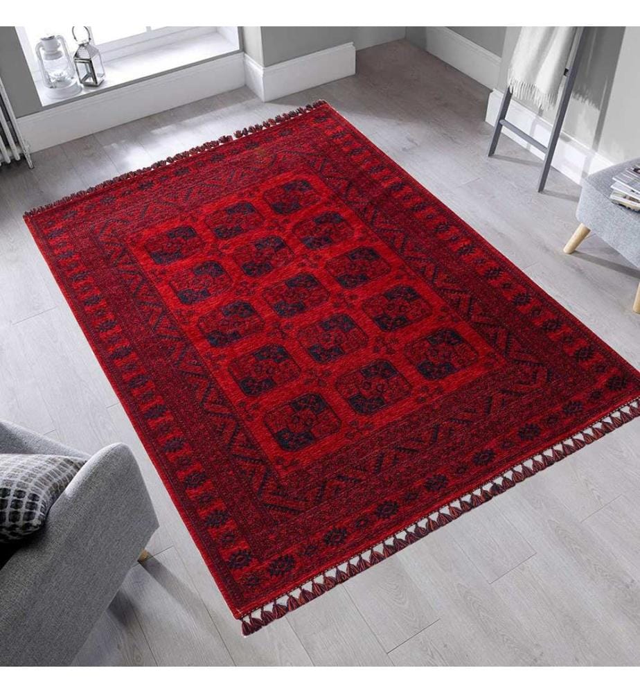 Carpet, Red, Dark Blue, 50% Acrylic / 50% Polyester, 120 x 180 cm