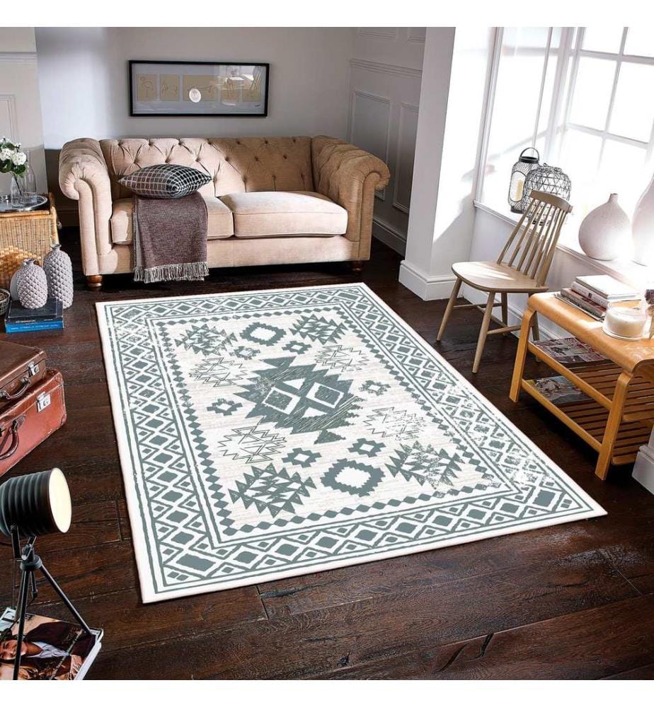 Tappeto, verde, 70% cotone / 30% ciniglia, 80 x 50 cm