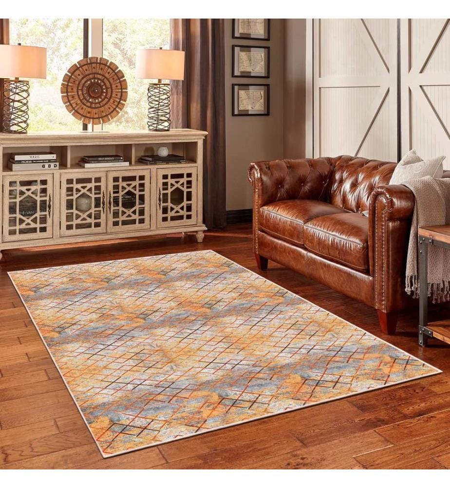 Tappeto, arancione, 70% cotone / 30% ciniglia, 80 x 50 cm