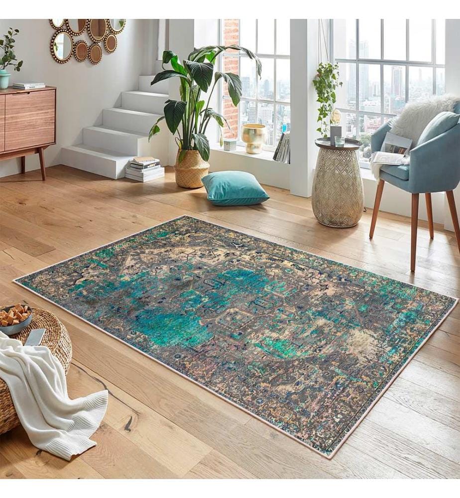 Tappeto, blu, 70% cotone / 30% ciniglia, 80 x 50 cm
