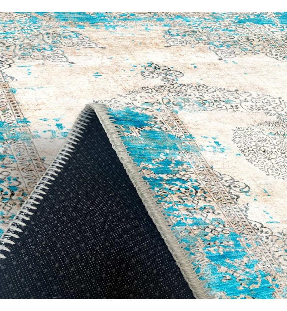 Tappeto, blu, 70% cotone / 30% ciniglia, 80 x 50 cm