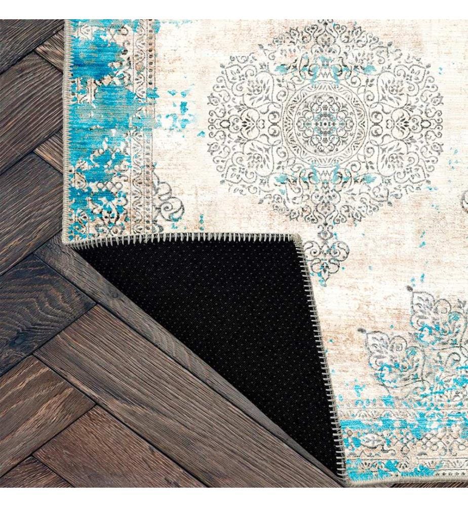 Tappeto, blu, 70% cotone / 30% ciniglia, 80 x 50 cm
