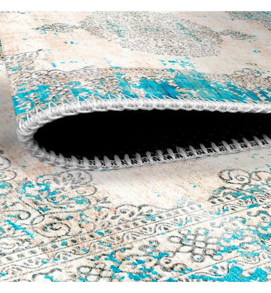 Tappeto, blu, 70% cotone / 30% ciniglia, 80 x 50 cm