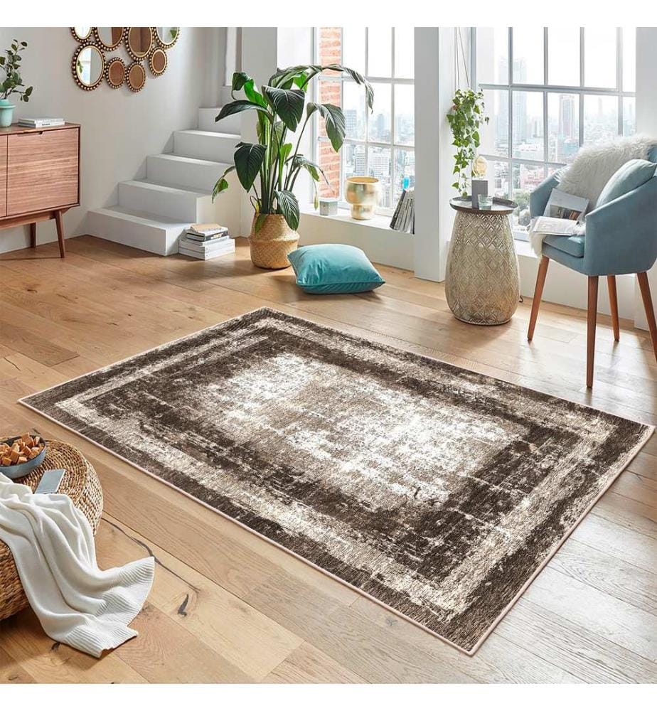 Teppich, Braun, 70 % Baumwolle / 30 % Chenille, 80 x 50 cm