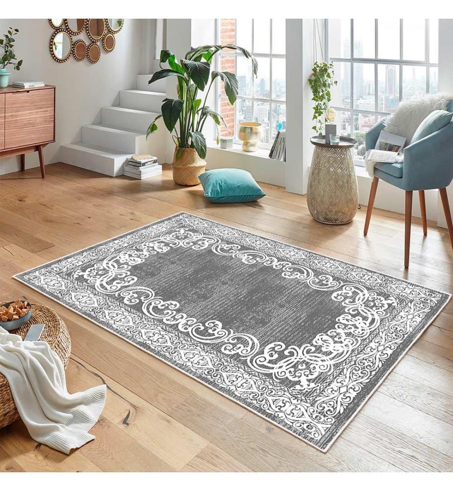 Tappeto, Grigio, 70% Cotone / 30% Ciniglia, 80 x 50 cm