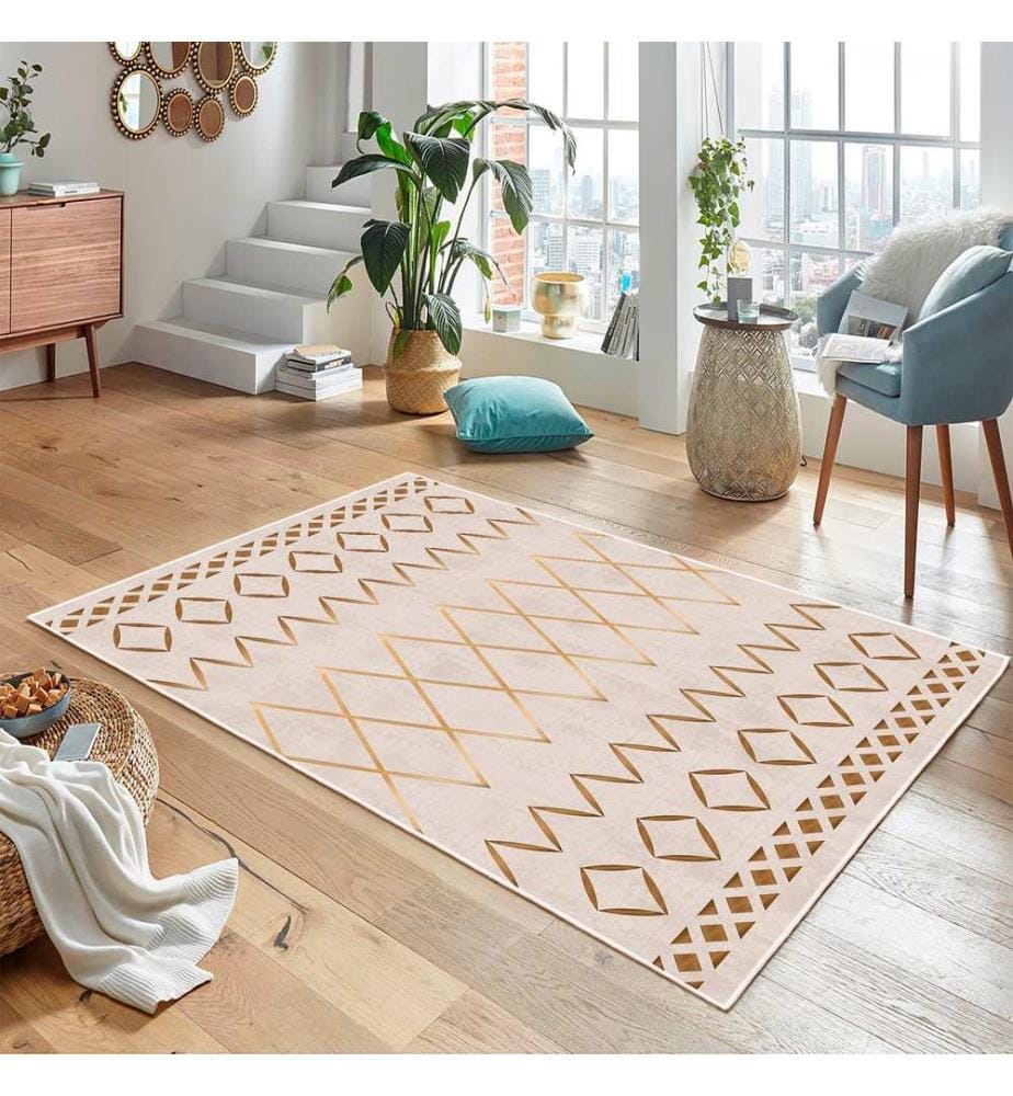 Tappeto, Crema, 70% cotone / 30% ciniglia, 80 x 50 cm