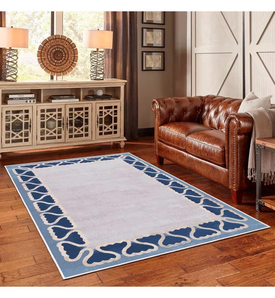 Tappeto, blu, 70% cotone / 30% ciniglia, 80 x 50 cm