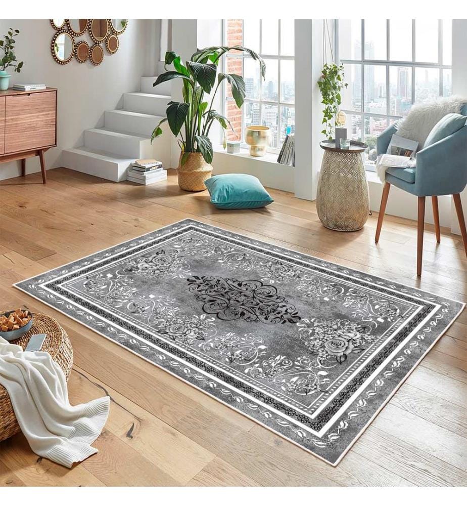 Tappeto, Grigio, 70% Cotone / 30% Ciniglia, 80 x 50 cm