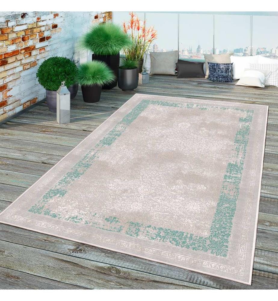 Tappeto, Grigio, Verde, 70% Cotone / 30% Ciniglia, 80 x 50 cm