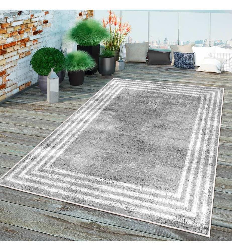 Tappeto, Grigio, 70% Cotone / 30% Ciniglia, 80 x 50 cm