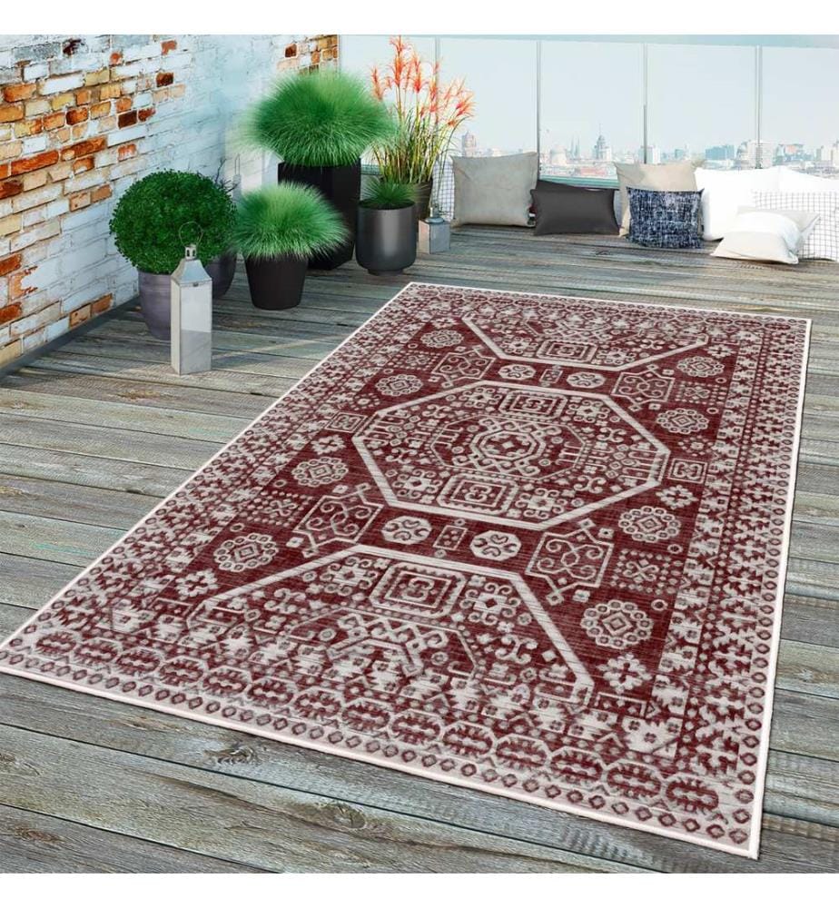 Tappeto, rosso, 70% cotone / 30% ciniglia, 80 x 50 cm