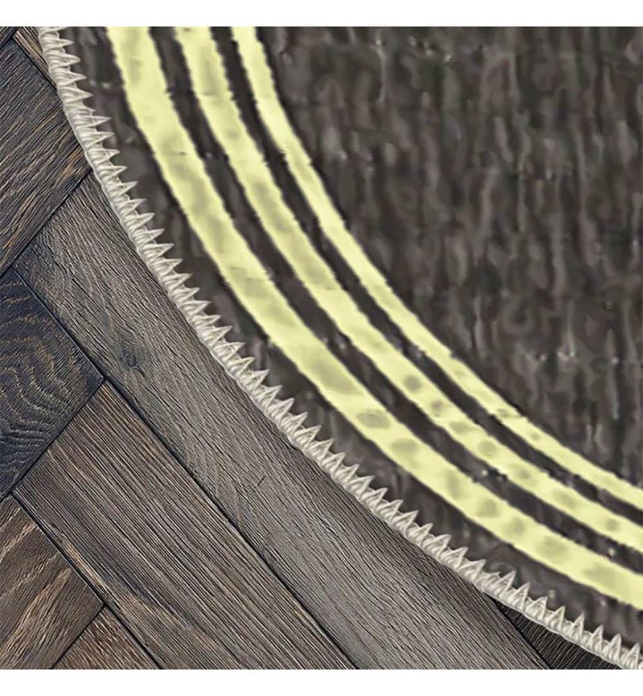 Teppich, Grau, Gelb, 70% Baumwolle / 30% Chenille, Durchmesser: 60 cm
