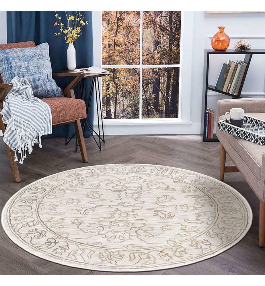 Tappeto, Crema, 70% cotone / 30% ciniglia, diametro: 60 cm