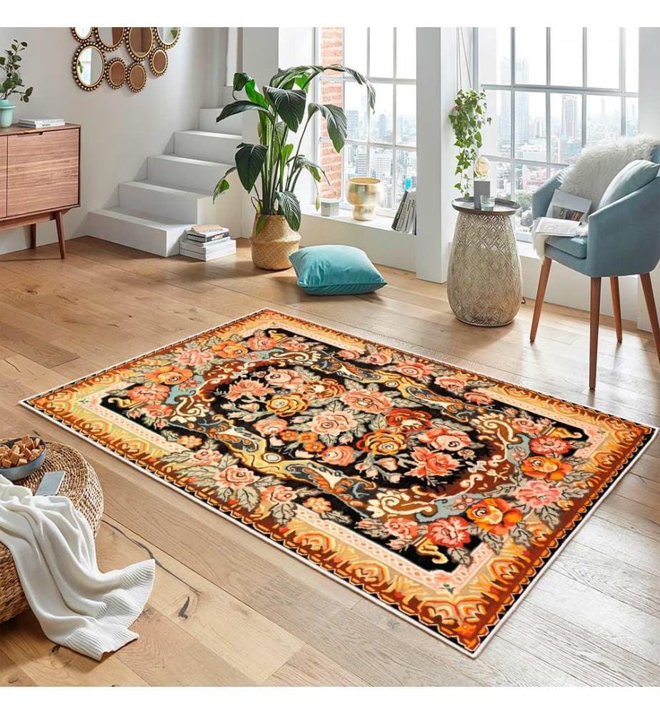 Tappeto, arancione, 70% cotone / 30% ciniglia, 80 x 50 cm