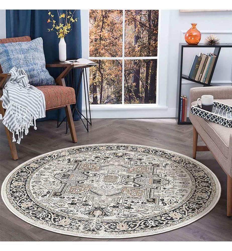 Tappeto, Grigio, 70% Cotone / 30% Ciniglia, Diametro: 60 cm