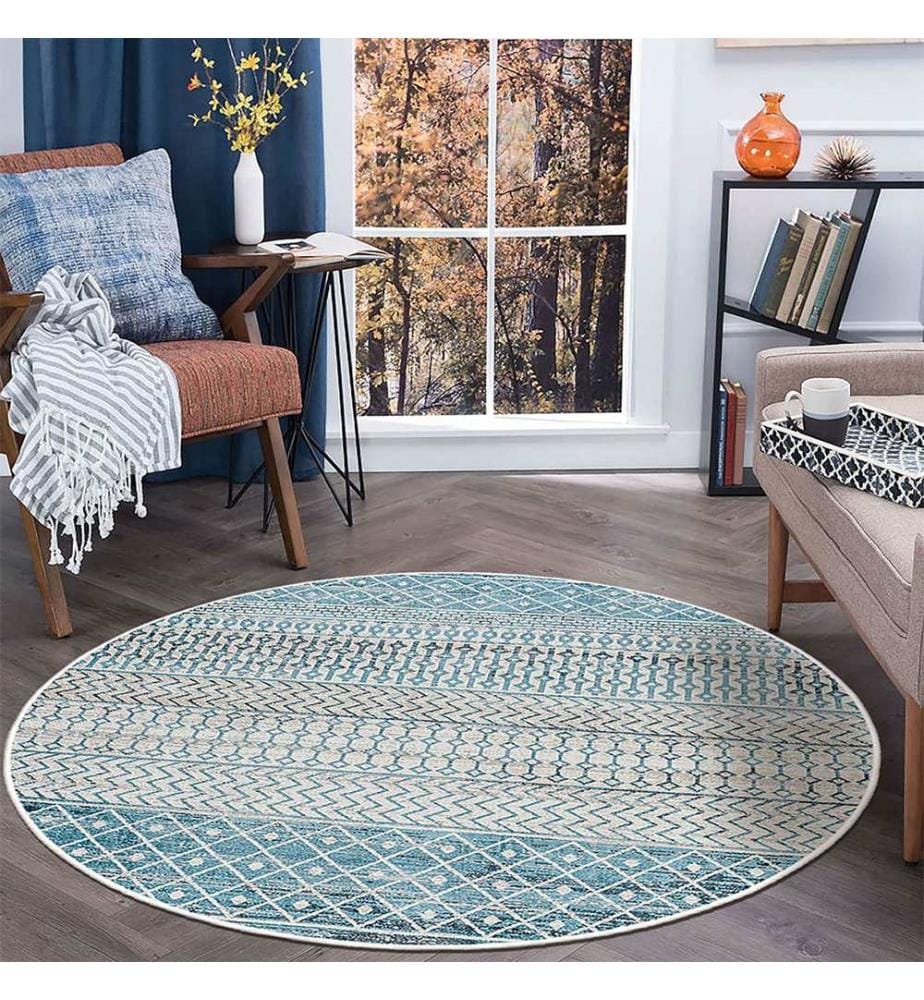 Tappeto, blu, 70% cotone / 30% ciniglia, diametro: 60 cm