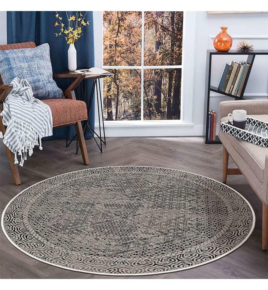 Tappeto, marrone, 70% cotone / 30% ciniglia, diametro: 50 cm
