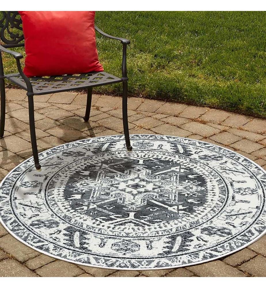 Carpet, Grey, 70% Cotton / 30% Chenille, Diameter: 60 cm