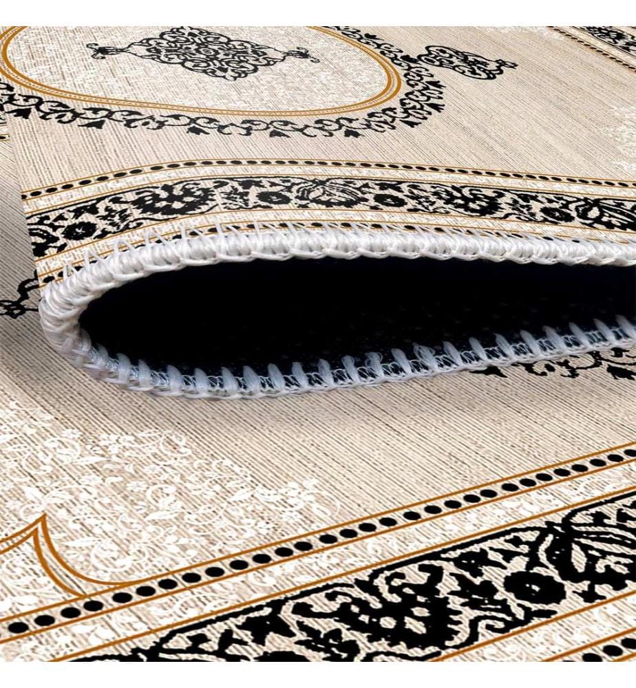 Tappeto, Crema, Nero, 70% Cotone / 30% Ciniglia, 80 x 50 cm