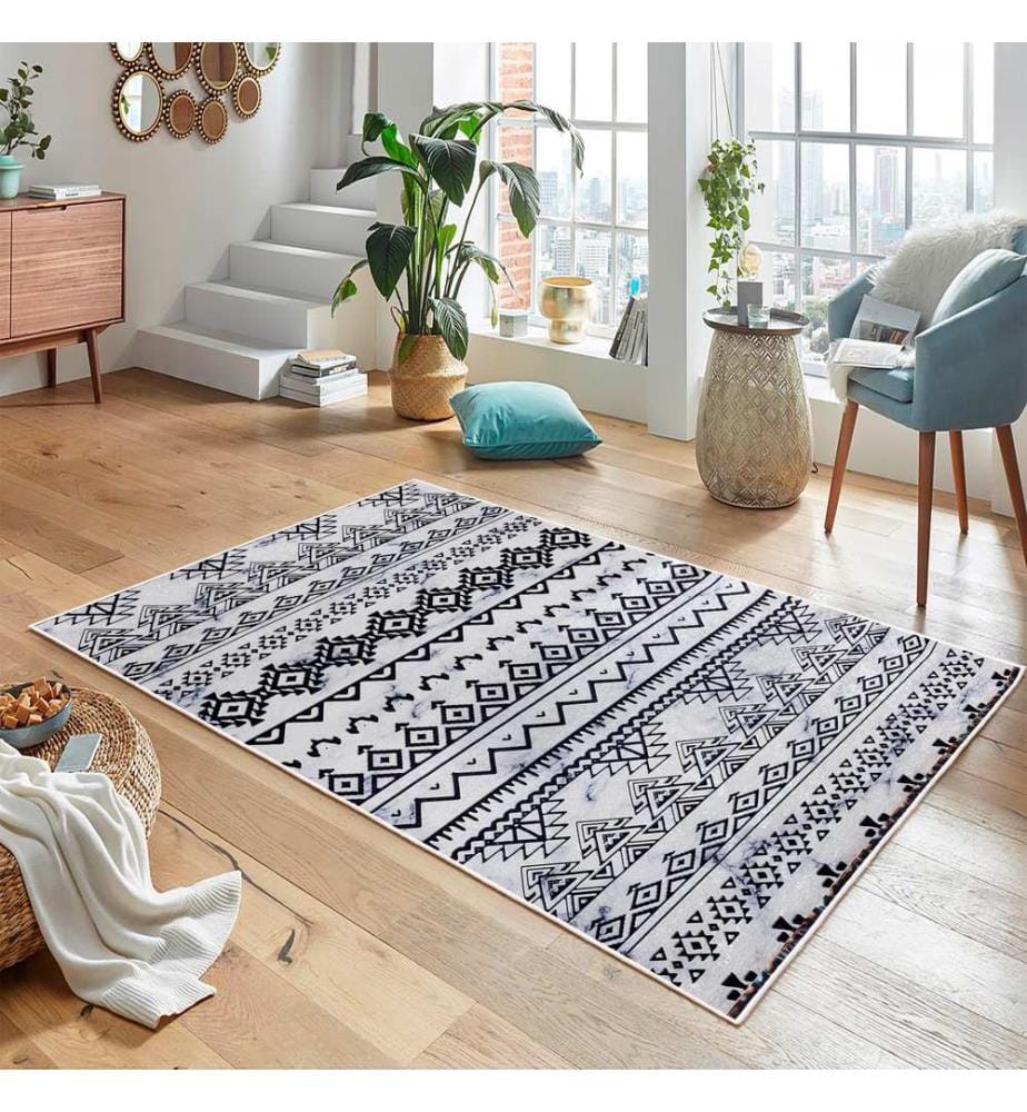 Tappeto, grigio, nero, 70% cotone / 30% ciniglia, 80 x 50 cm