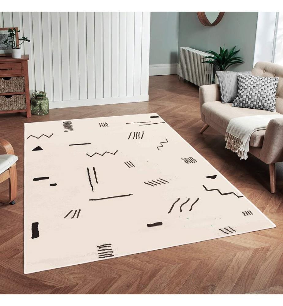 Tappeto, Crema, 70% cotone / 30% ciniglia, 80 x 50 cm