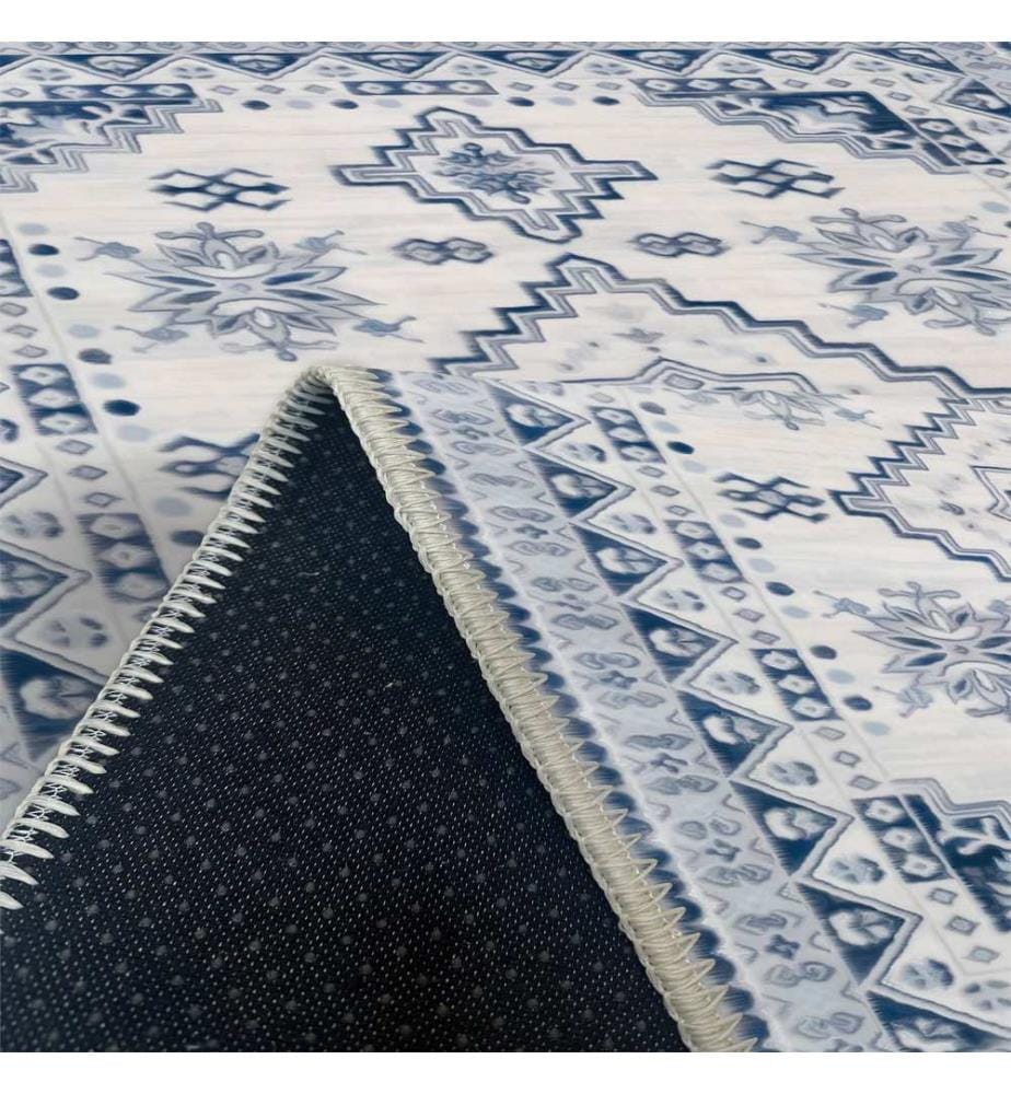 Tappeto, Blu, Grigio, 70% Cotone / 30% Ciniglia, 80 x 50 cm