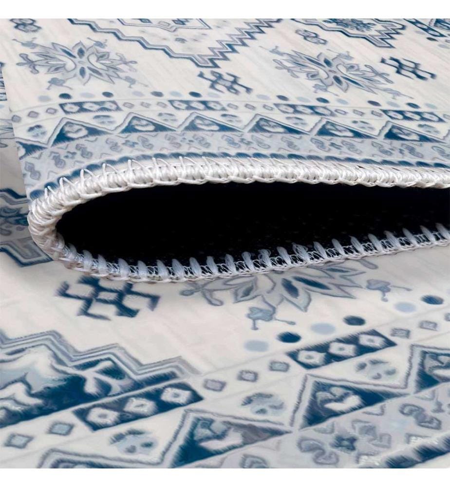 Tappeto, Blu, Grigio, 70% Cotone / 30% Ciniglia, 80 x 50 cm