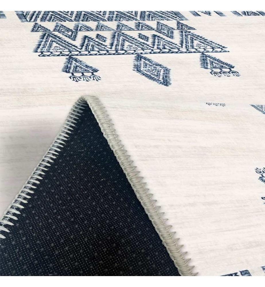 Tappeto, Crema, Blu, 70% Cotone / 30% Ciniglia, 80 x 50 cm