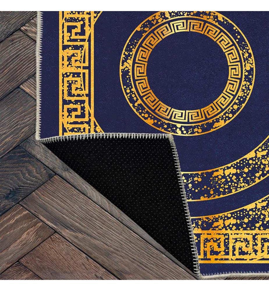 Tappeto, blu scuro, oro, 70% cotone / 30% ciniglia, 80 x 50 cm