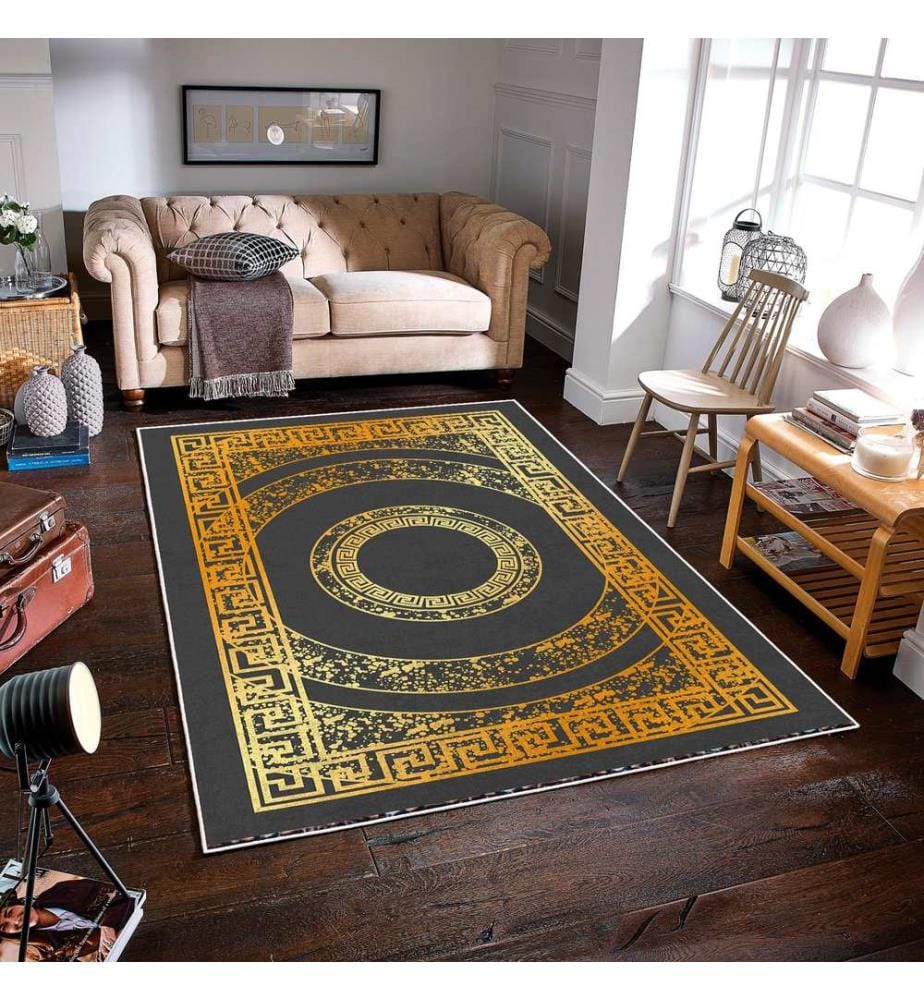 Tappeto, Grigio, Oro, 70% Cotone / 30% Ciniglia, 80 x 50 cm