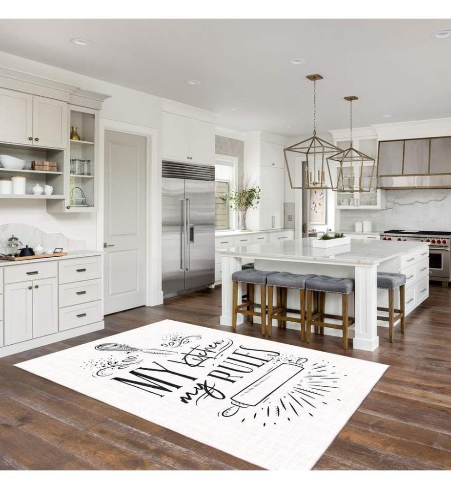 Tappeto, bianco, 70% cotone / 30% ciniglia, 80 x 50 cm
