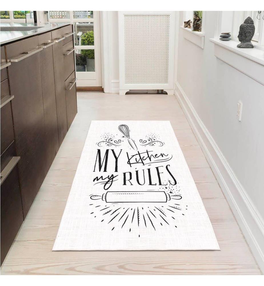 Tappeto, bianco, 70% cotone / 30% ciniglia, 80 x 50 cm