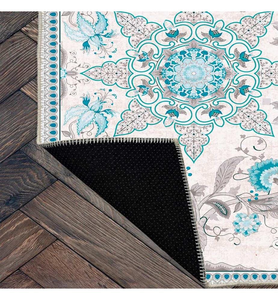 Tappeto, blu, 70% cotone / 30% ciniglia, 80 x 50 cm