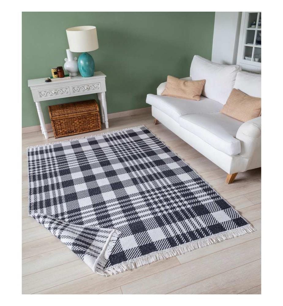 Tappeto, Bianco, Nero, 100% cotone, 60 x 100 cm