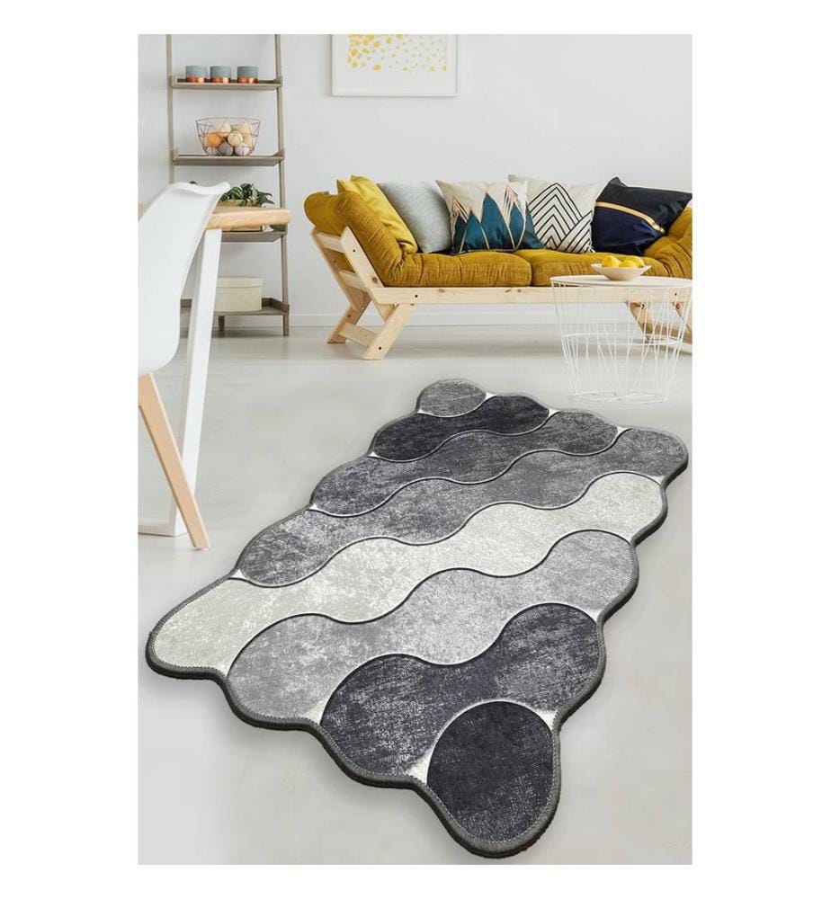 Carpet, Dark Grey, Grey, White, 100% Polyester, 80 x 200 cm