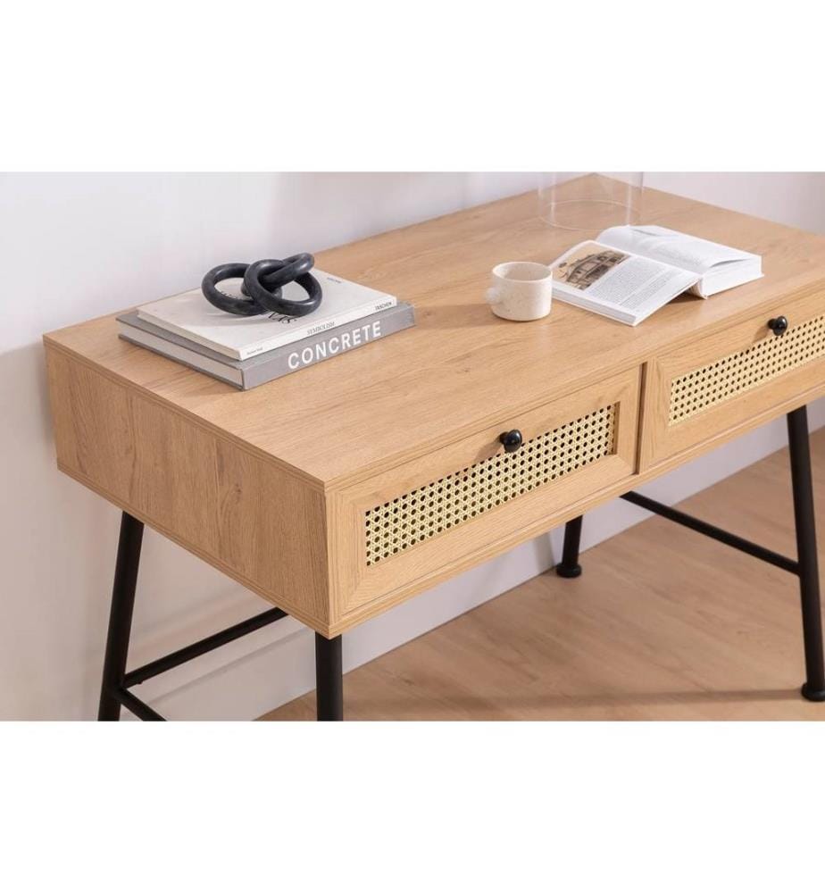Bureau d'étude, naturel, panneau de particules mélaminé, pieds en bois