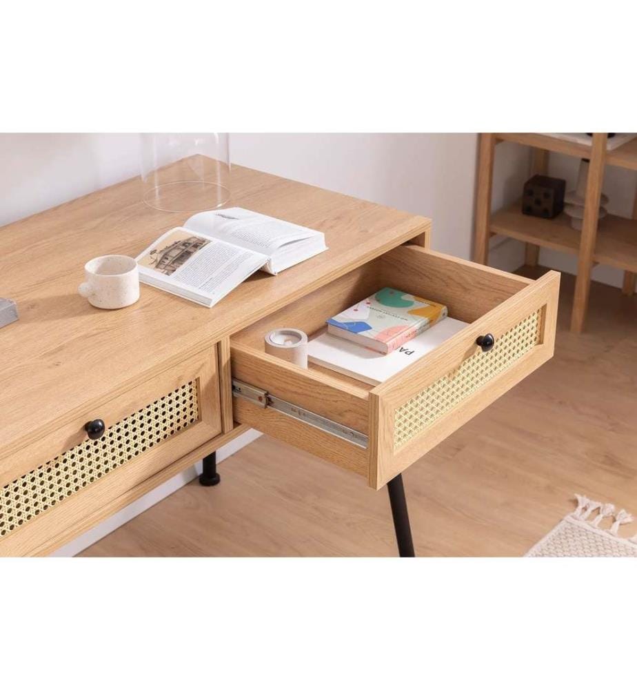 Bureau d'étude, naturel, panneau de particules mélaminé, pieds en bois