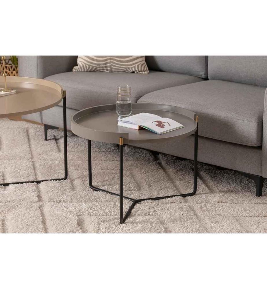 Nesting Tisch , 2 Stück, Beige, Mdf, Metallbeine